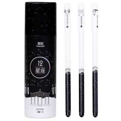 

TRUECOLOR 038mm black gel pen pen pen pen full needle Wen Chuang Wen Fan 12 constellation star series 12 barrel GP7038