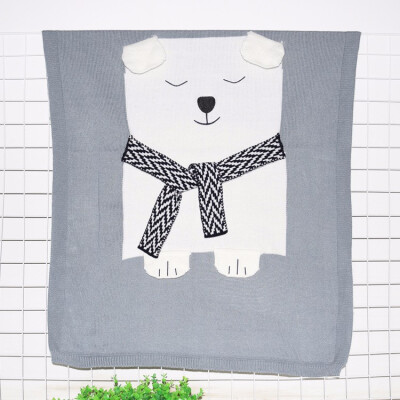 

Hot Style White Bear Blanket Stereo Ear Blanket Children Knitting Blanket That Beach Mat Baby Blanket