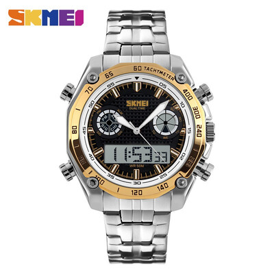 

Skmei sports watch mens fashion 30 m Waterproof LED electronic luxury shock watches made of stainless steel double display wrist watch 1204