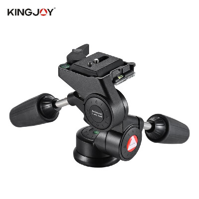 

Kingjoy KH6730 Double Handle 3 Dimensional Video Tripod Head Panoramic Damping PanTilt Head with 14" Quick Release Plate Alumi