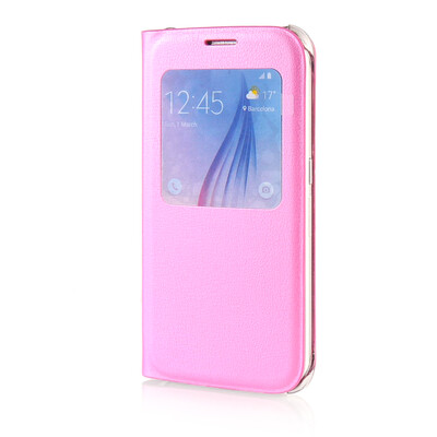 

MOONCASE High grade Leather Side Flip Pouch Shell Back ЧЕХОЛ ДЛЯ Samsung Galaxy S6 Pink