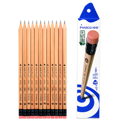 

Marco 6004E-HB-12CB Writing Pencils original wooden triangular rod with rubber head HB 12pcsbox