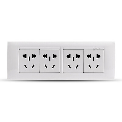 

Simon Electric simon switch socket long row of wall socket power panel four 20-hole socket 52 series of 118 elegant white