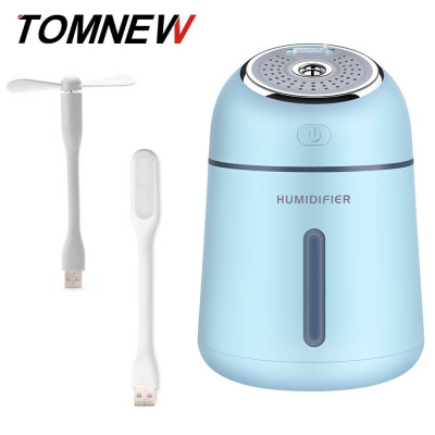 

TOMNEW 3 in 1 Mini Cool Mist Humidifier 330ML Ultrasonic Portable Two-Molds Essential Oil Diffuser with USB Fan&LED Light