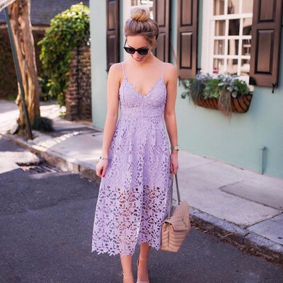 

Summer Dress Strap White Lace Dress Women Elegant High Waist Sexy Backless Vintage Overlay V Neck Midi Dress Vestidos De Festa