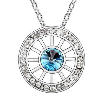 

Round Crystal From Austria Elements Necklaces & Pendants Luxurious Fashion Jewelry for Birthday Gifts Girl White Gold Plated 10349