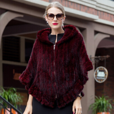 

2018 fashion womens fur shawl winter knit leather mink fur shawl&fur headband knitted mink jacket discount
