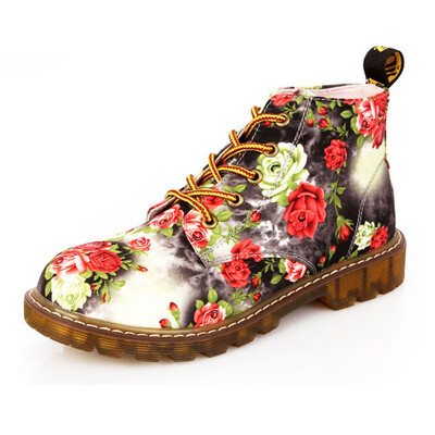 

Printing canvas shoes woman Autumn ankle boots for women flat heel