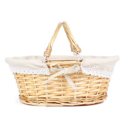 

MEIEM Easter Basket Gift Basket Oval Willow Basket with Double Drop Down Handles Cheap Wicker Woven Picnic Basket Natural