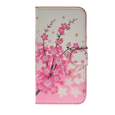 

MOONCASE Plum flower style Leather Side Flip Wallet Card Slot Stand Pouch ЧЕХОЛ ДЛЯ Samsung Galaxy S6 Edge