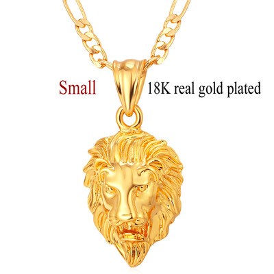 

U7 Men Jewelry Cool Lion Pendant Gift New Trendy 2 Sizes Options 18K Real Gold Plated Exquisite Pendant Fashion Necklace