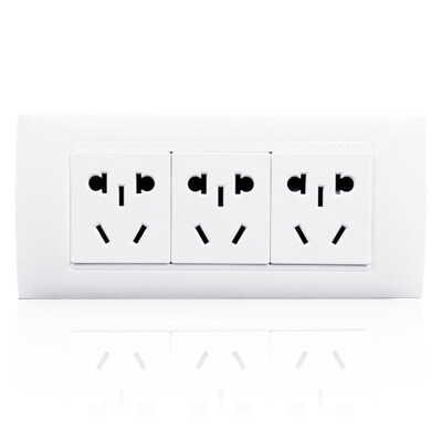 

Simon Electric (simon) switch socket long row of wall outlet power panel three 15-hole socket 52 series of 118 (elegant white