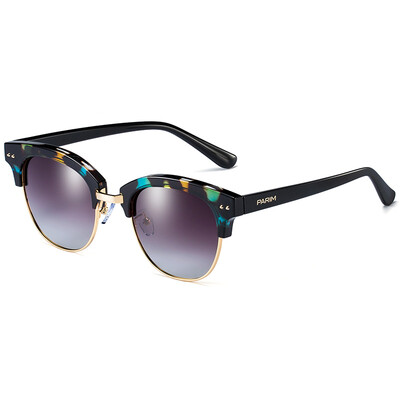 

Parim sunglasses men&women fashion polarized light driving mirror sunglasses female G003 black eyebrow silver ring box - gray plate is ice blue REVO