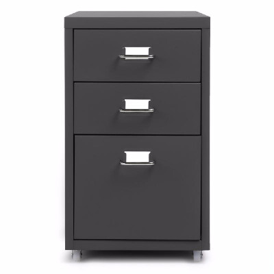 

IKayaa Metal Drawer Filing Cabinet Detachable Mobile Steel File Cabinets W 3 Drawers 4 Casters