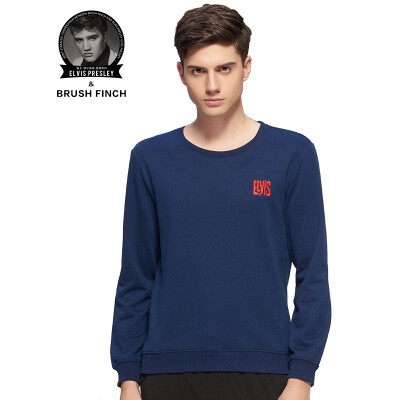 

Brush Finch Mens Pullover Crew Neck Fashion Wild with Long-Sleeved T-Shirt