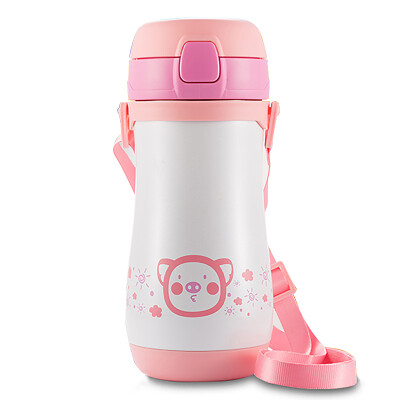 

[Jingdong supermarket] Fu Guang Du music children's vacuum stainless steel fashion portable rope insulation 400ml pink