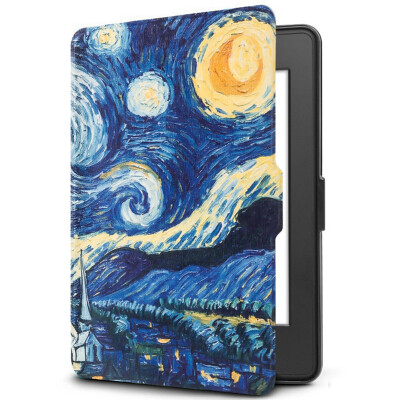 

Natusun K5-08 Adaptation Kindle 958 Case / Case Kindle Paperwhite 1/2/3 Electric Paper Book Sleeping Leather Case Van Gogh - Star