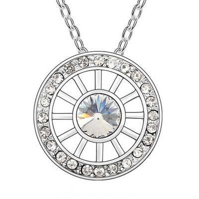 

Round Crystal From Austria Elements Necklaces & Pendants Luxurious Fashion Jewelry for Birthday Gifts Girl White Gold Plated 10349