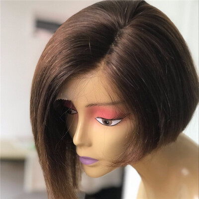 

9A Lace Front Wigs Short hair brown Brazilian hair wig bob hair