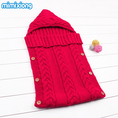 

Sleeping Bag Baby Winter Warm Envelopes For Newborns Unisex Hooded Sleep Sack Acrylic Knitting Infant Wrap Swaddle Blankets Fall