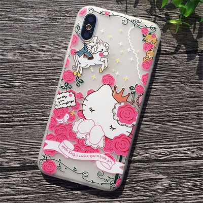 

3D Relief Flower Case For iPhone 6 8 7 Plus X Cases Soft Silicon Cover