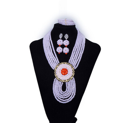 

Ethiopian Crystal Jewelry Set For Women Hand Made Beaded Necklace Earring Bracelet African Wedding Beads Bridal Jewelry Set