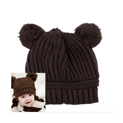 

Vanker Pretty Unisex Baby Kids Dual Ball Knit Sweater Cap Winter Warm Hat Brown