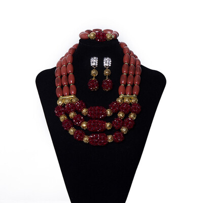 

Red Crystal Beads Bridal Wedding Jewelry Statement Necklace Girl Jewelry Set African Bridal Gift Nigerian African Beads Jewelry