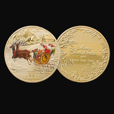 

1Pcs Goldsilver Merry Christmas coin Santa Claus coin Non-currency Coins exquisite holiday party gifts