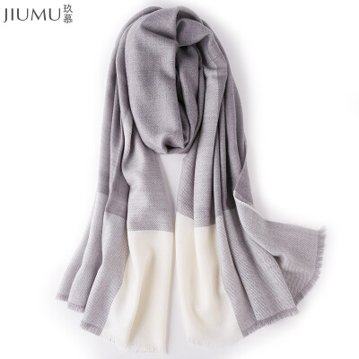 

Envy JIUMU ladies scarf autumn&winter fashion wild wool scarf shawl thick warm scarf female gift box S173706 light gray