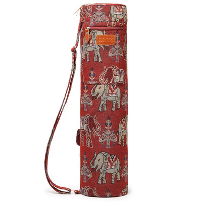 

ELENTURE Full-Zip Exercise Yoga Mat Carry Bag with Multi-Functional Storage Pockets ---Red&Elephant