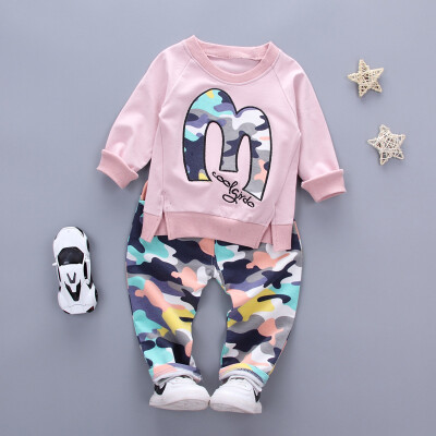 

Baby Boy Autumn Clothes Girl Letter M Warm Cotton Clothing Set For Kid Camouflage Jackets Pant 2pcs Fashion Children Sports Suit