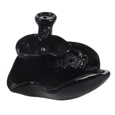 

UpperX Ceramic Lotus Flower Incense Burner Holder 5 Black