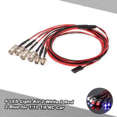 

6 LED Light Kit 2 White 2 Red 2 Blue for 110 18 Traxxas HSP Redcat RC4WD