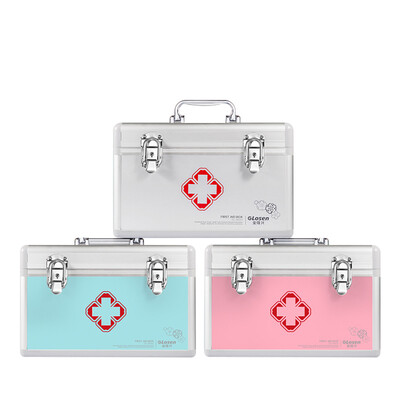 

Vilscijon Victorian medicine box home multi-function first aid box aluminum alloy lock medical diagnosis box pink 3362