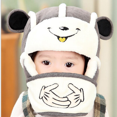 

Buebos Ninos 2015 Winter Big Ears Baby Bomber Hat + Mask Double Usages Warm Kids Children Earmuffs hat