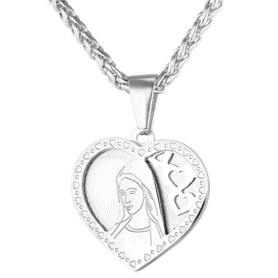 

U7 Christian Jewelry Virgin Mary Pendant Necklace Women Gold Plated Stainless Steel Love Heart Necklace Mother's Day Gift