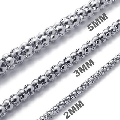 

Hpolw New Style Fashion Necklaces Jewelry Mens Womens Exquisite Silver Stainless Steel design Corn Shape Chain Necklace with 16-32 inch