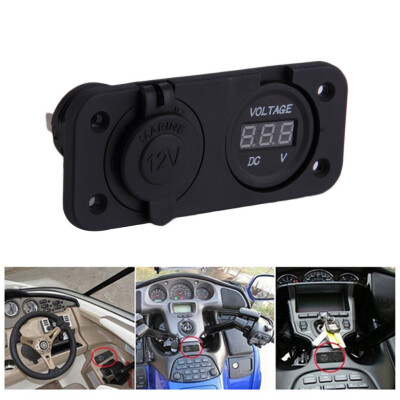 

12V LED Waterproof Socket Power Outlet Volt Meter Panel Mount Marine Voltmeter