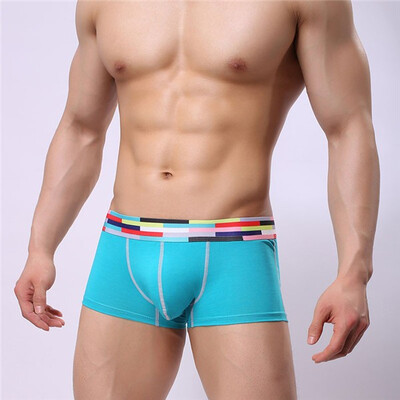 

Fashion Men&39s Breathable Boxer Sexy Pure Color Cotton Underwear