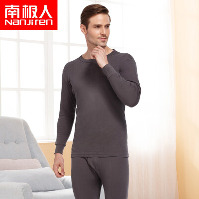 

Antarctic Qiuyi Qiuku men&women cotton thin section set cotton round neck foundation warm bottom cotton sweater pants black L 16595