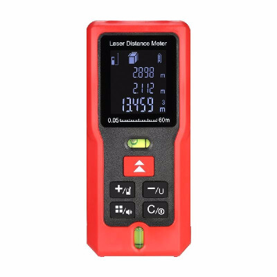 

60m197ft minft Mini Handheld LCD Digital Laser Distance Meter with 2 Bubble Levels Range Finder Diastimeter Distance Area Volum