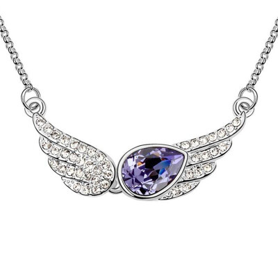 

High Quality Vintage Wings Necklace Crystal from Austrian Elements Women Fashion Jewelry White Gold Plated 13309