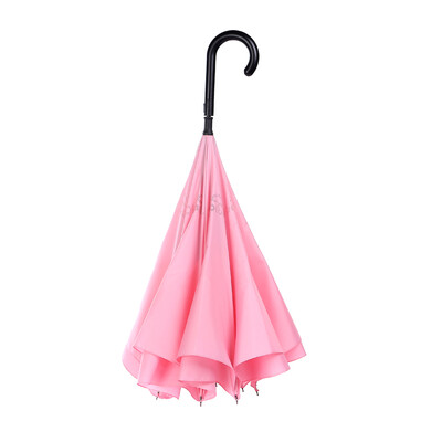 

Obolts semi-automatic double-layer reverse umbrella hands-free super large mens long handle straight rod car pink