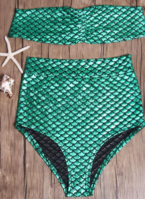 

2018 Strapless Metallic High Waist Bikini