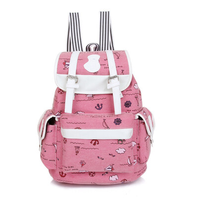 

New Fashion Cute Canvas Backpack Fashion Trend Ladies Backpack Printing Ladies Student Bag