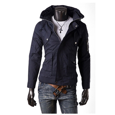 

Zogaa Mens Jacket Double Collar Casual Pure Color Slim