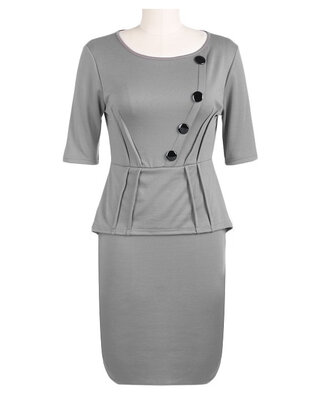 

Womens Vintage Elegant Tunic Half Sleeve Peplum Wear To Work Party Bodycon Pencil Dress