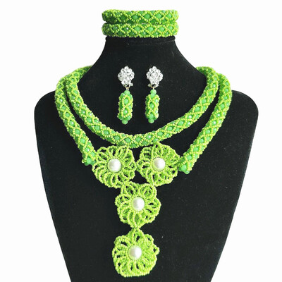 

Red Crystal Handmade Jewelry Beaded Necklace African Wedding Jewellery Set Bridal Jewelry Nigerian Coral Jewelry For Woman