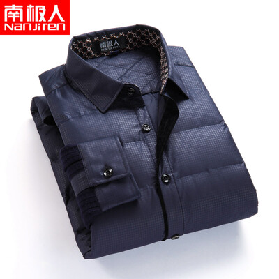 

Antarctic long-sleeved down warm shirt mens autumn&winter casual middle-aged large size mens sanding loose mens shirt wine red 40